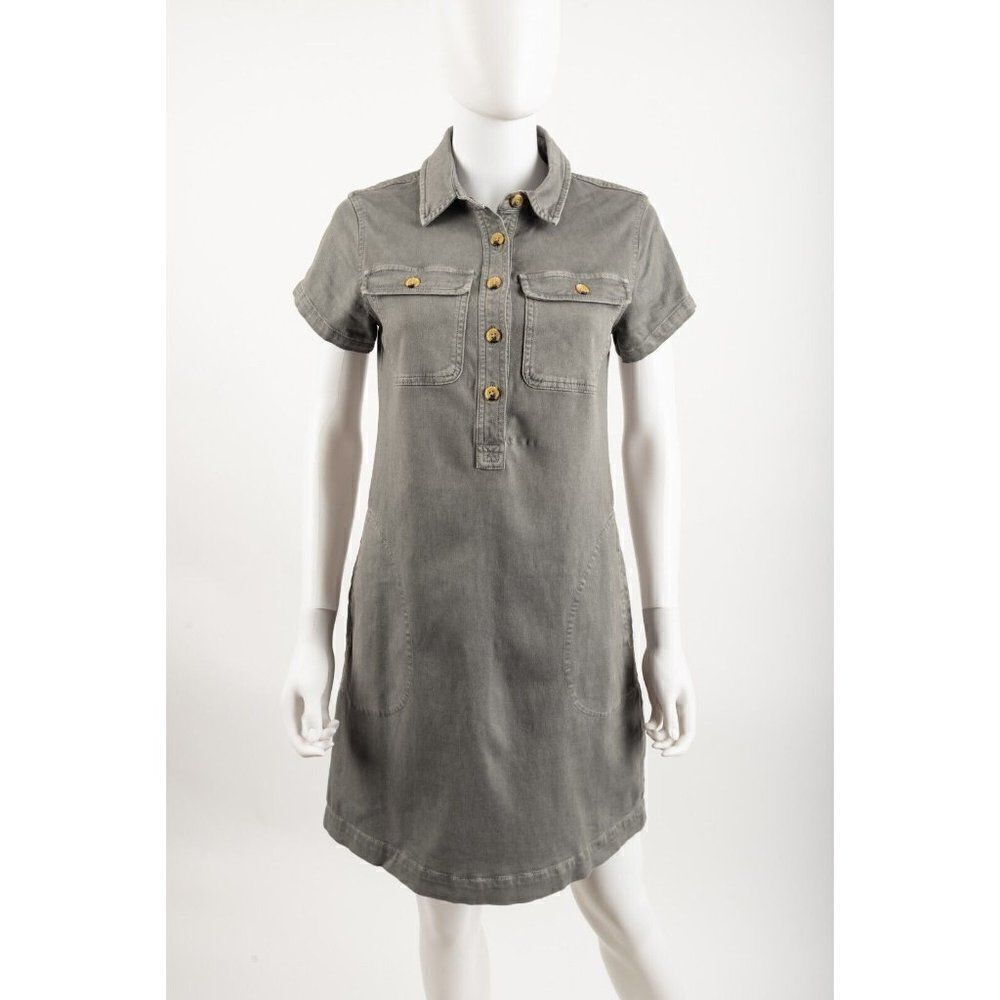 Vineyard Vines Womens Denim Shirt Dress Sz 0 Gray Short Sleeved Cotton